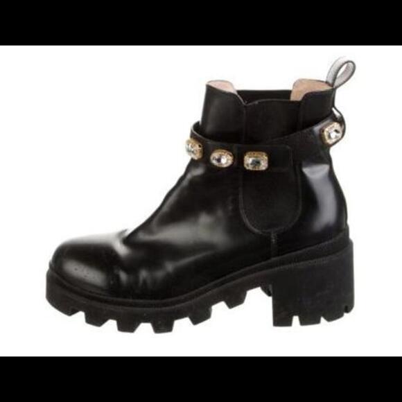 Gucci Shoes - Gucci Leather Chelsea Boots with Double G Logo & Jewel Strap – US11 / IT41